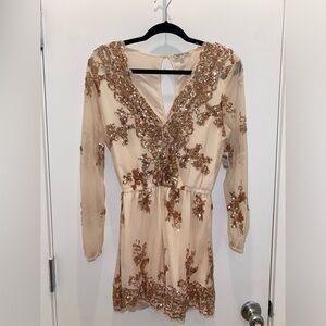 Charlotte Russe Romper- pink sequin - size medium.